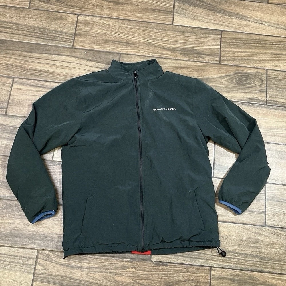 Tommy Hilfiger Jacket Mens XXL Green Full Zip Fleece Lined Lightweight Coat